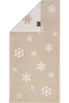 Cawö Winter Schneekristalle 6270 Gastendoekje beige/natuur 30x50