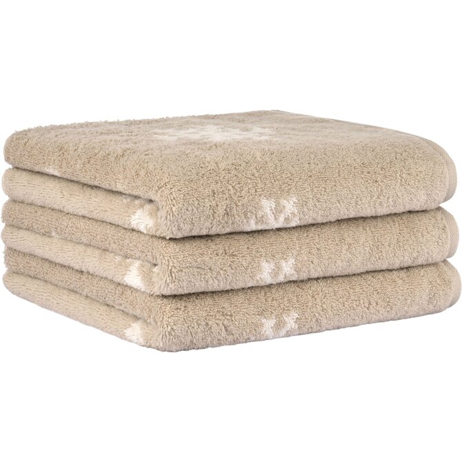 Cawö Winter Schneekristalle 6270 Handdoek beige/natuur 50x100