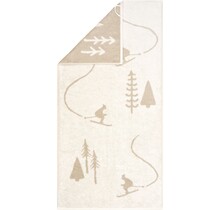 Cawö Winter Skifahrer 6272 Gastendoekje natuur/beige 30x50