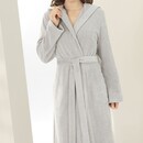 Cawö Cawo Dames Badjas extra licht met Capuchon 6140 silber 40