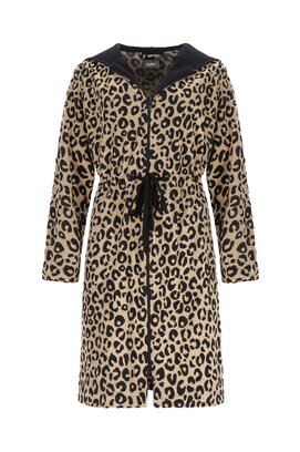 Cawö Home Dames Korte badjas met Capuchon en Ritssluiting 854 natuur XL