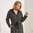 Cawö Cawö Home Dames Korte badjas met Capuchon en Ritssluiting 854 oliv L