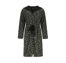 Cawö Home Dames Korte badjas met Capuchon en Ritssluiting 854 oliv XL