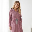 Cawö Cawö Home Dames Korte badjas met Capuchon en Ritssluiting 822 malve 32/34