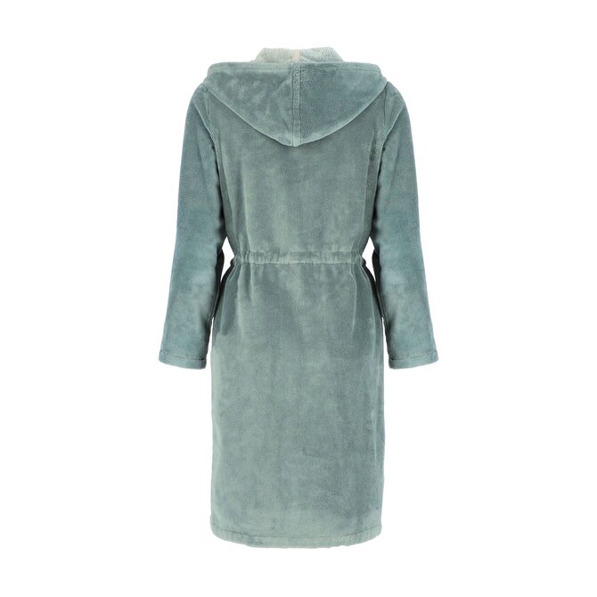 Cawö Home Dames Korte badjas met Capuchon en Ritssluiting 822 gletscher 40/42