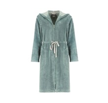 Cawö Home Dames Korte badjas met Capuchon en Ritssluiting 822 gletscher 32/34