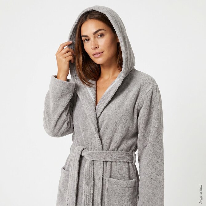 Cawö Home Dames Badjas met Capuchon 852 metal L