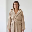 Cawö Cawö Home Dames Badjas met Capuchon 852 sand M