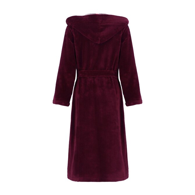 Cawö Home Dames Badjas met Capuchon 830 burgundy 36/38