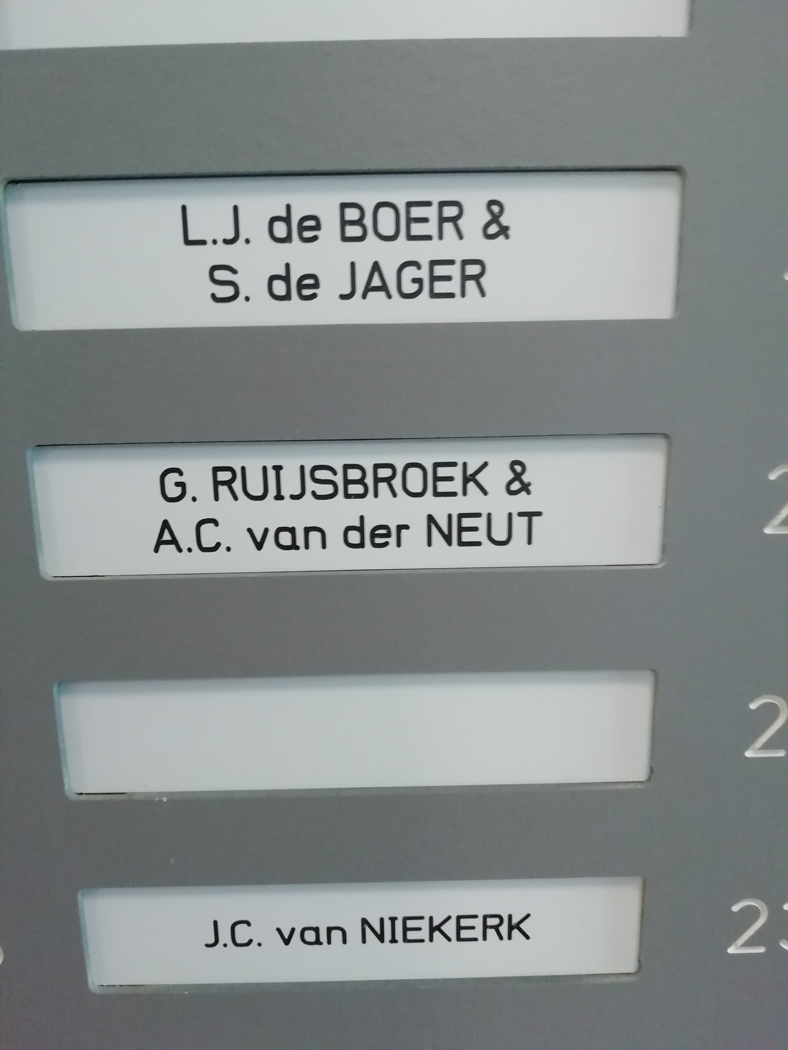 Aalscholversingel 2 t/m 400 bellentableau