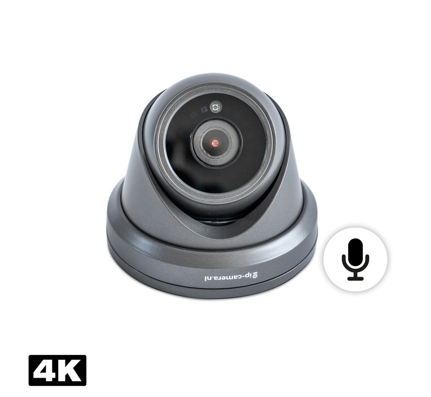 4K Beveiligingscamera set dome zwart met Sony 8MP Cmos en microfoon