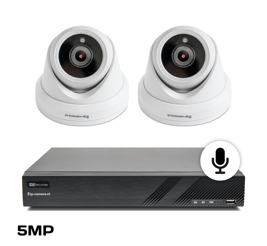 Beveiligingscamera set Pro dome Sony 5MP full color starlight Cmos en microfoon