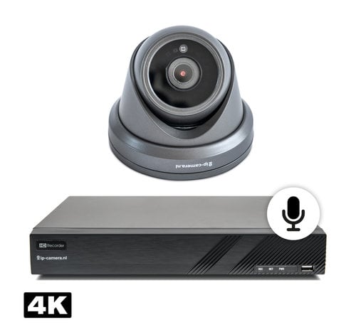 4K draadloze camera set dome zwart met Sony 8MP Cmos en microfoon