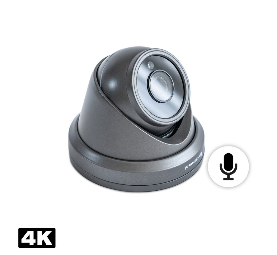 4K draadloze camera set dome zwart met Sony 8MP Cmos en microfoon