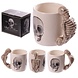 Novus Fumus Porseleinen mok met schedels of skelet handvat Novus Fumus Porseleinen mok met schedels of skelet handvat