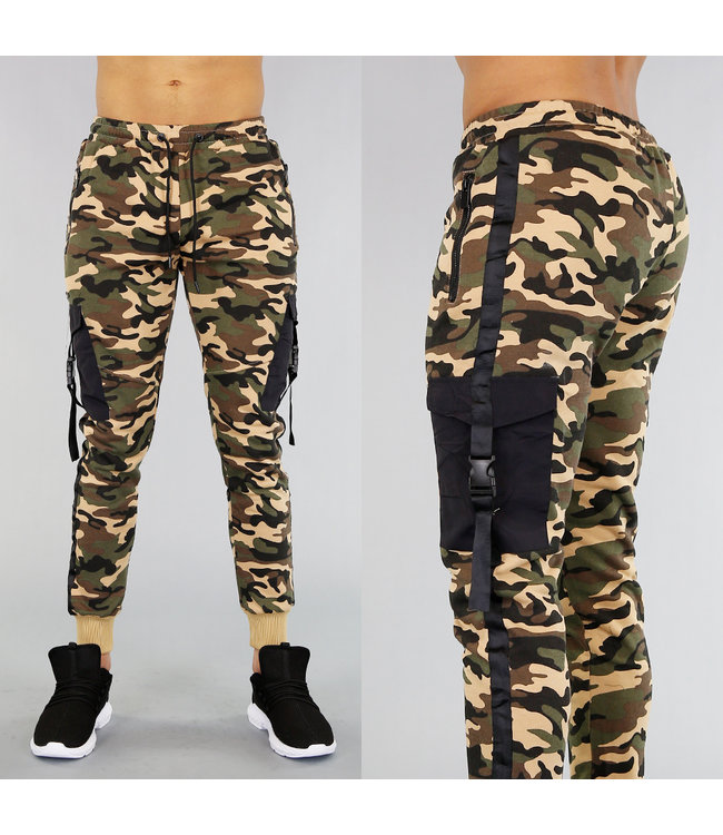 Analytisch brand regering Camouflage Heren Joggingbroek met Zakken - Black-Leo.nl