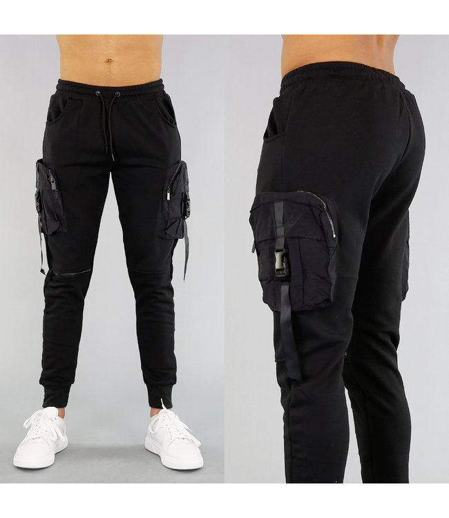 Zwarte Heren Joggingbroek met Zakken en Kliksluiting
