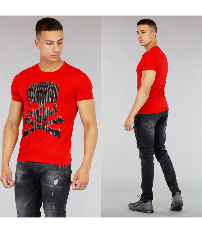 !OP=OP Rood Heren Shirt met Skull