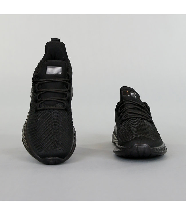 !OP=OP Zwarte Sneakers met Reliëf en Zwarte Zool