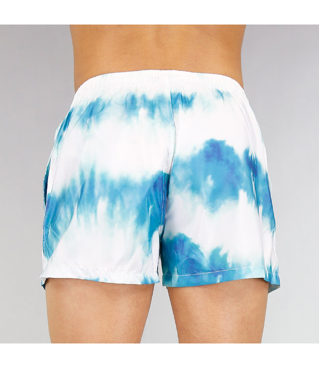 !SALE80 Blauwe Tie Dye Heren Zwembroek