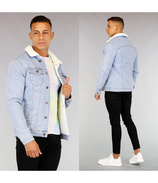 HOT Lichtblauw Gevoerd Heren Denim Jacket