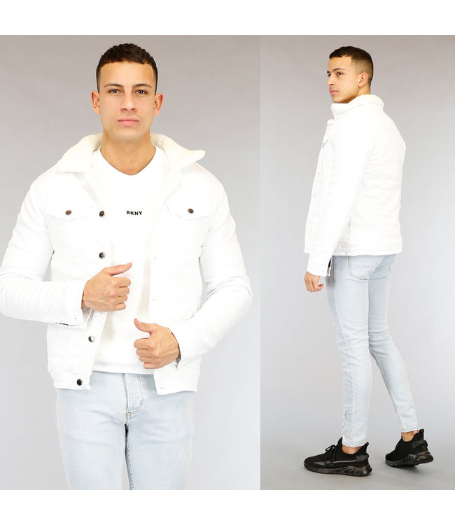 Wit Gevoerd Heren Denim Jacket