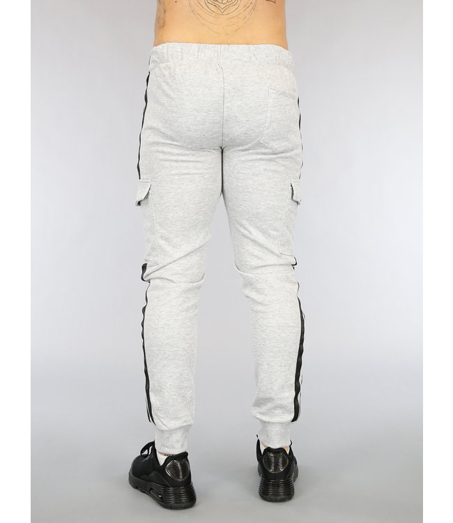 !OP=OP Grijze Stretch Heren Cargo Broek met Bies