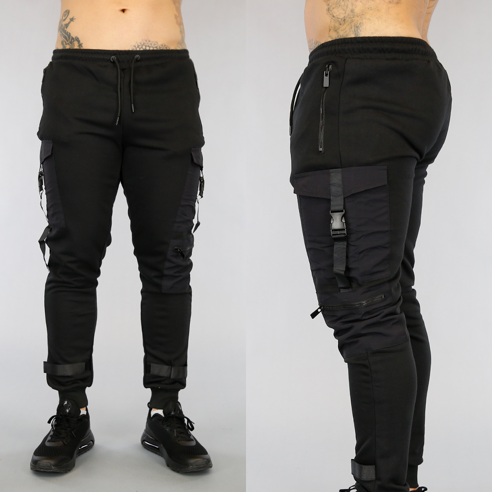 Zwarte Heren Cargo Jogger met Grote Zakken BlackLeo.nl