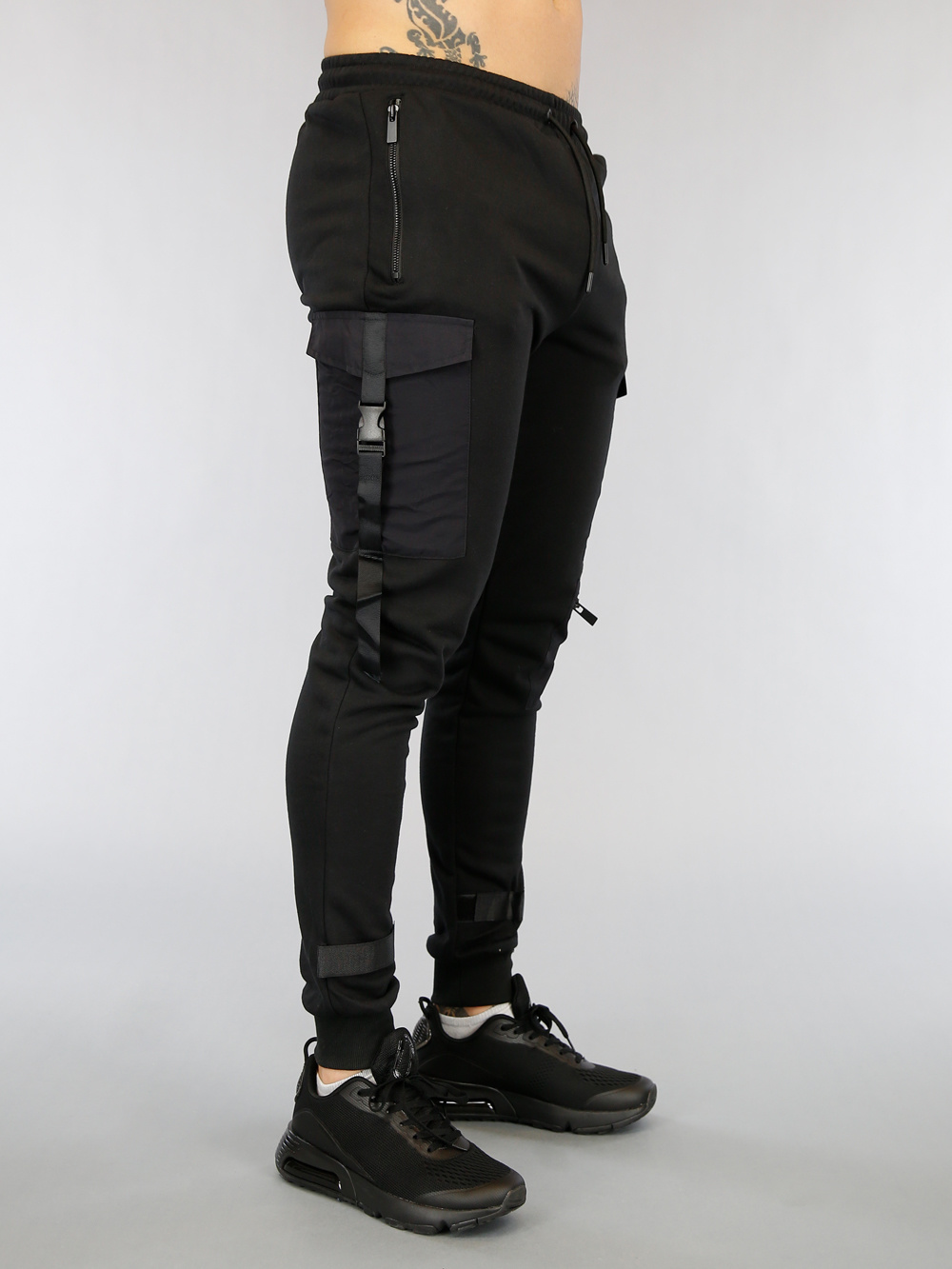 Zwarte Heren Cargo Jogger met Grote Zakken BlackLeo.nl
