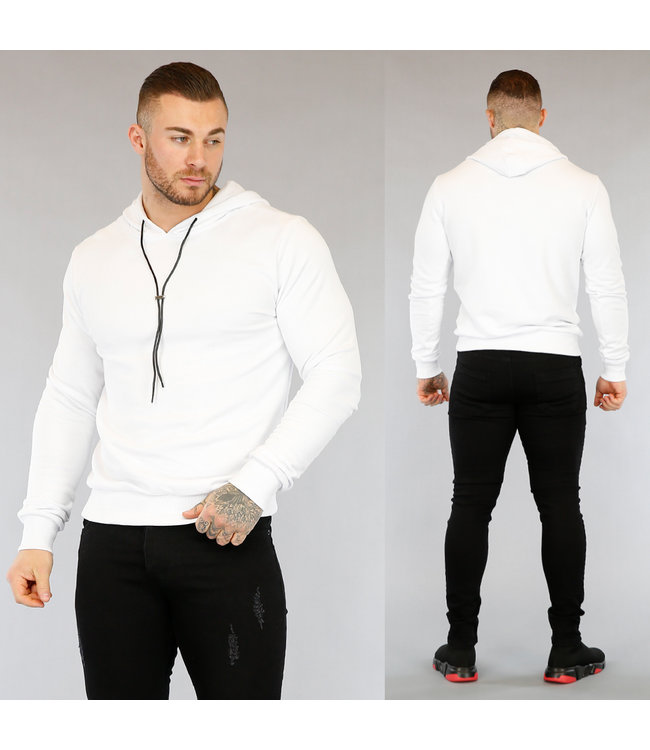 Witte Basic Heren Hoodie