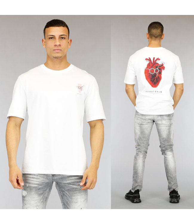 !OP=OP Wit Heart Heren T-Shirt met Print