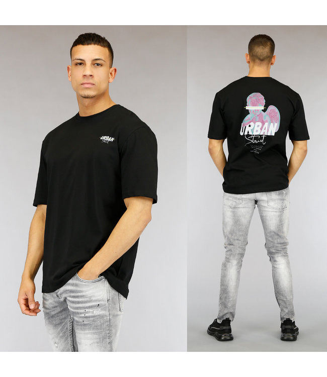 !OP=OP Zwart Urban Heren T-Shirt met Print