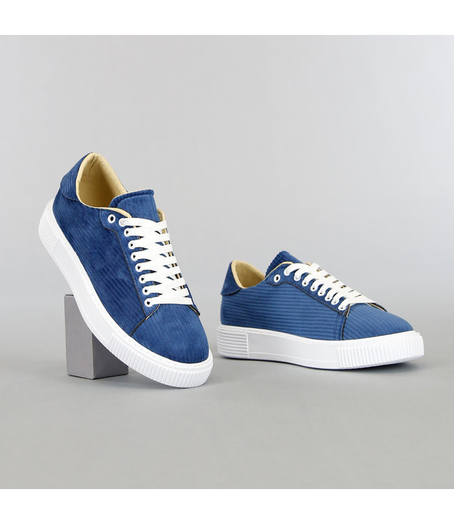 !OP=OP Blauwe Heren Ribstof Sneakers