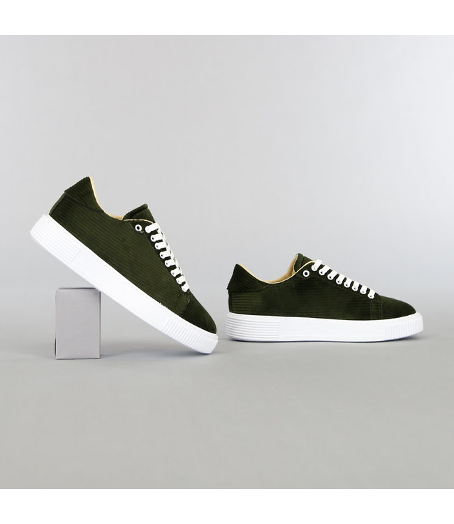 !OP=OP Olijfgroene Heren Ribstof Sneakers