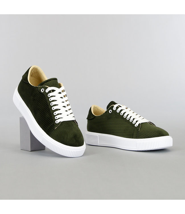 !OP=OP Olijfgroene Heren Ribstof Sneakers