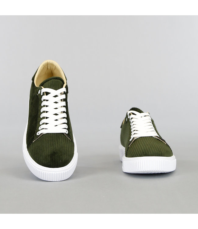 !OP=OP Olijfgroene Heren Ribstof Sneakers