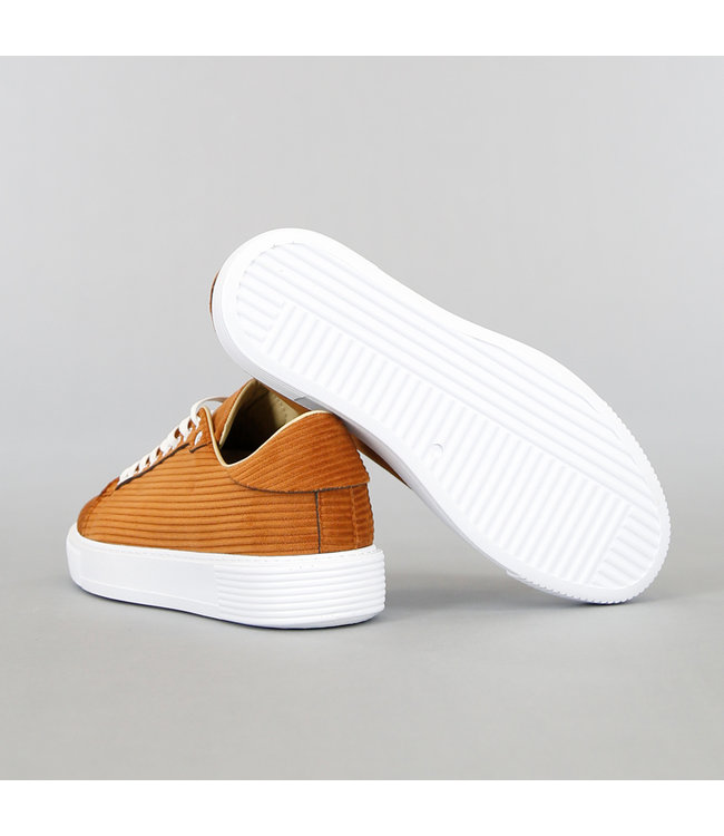 Bruine Heren Ribstof Sneakers