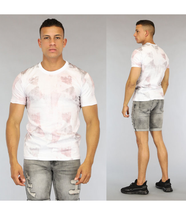 Wit Heren T-Shirt met Wassing