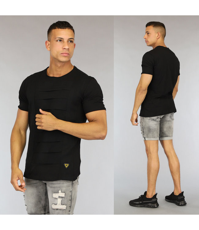 Zwart Heren T-Shirt met Banden