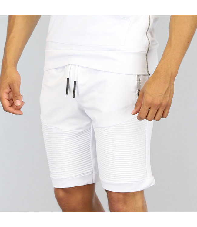 !SALE80 Witte Heren Short Set met Ribbels