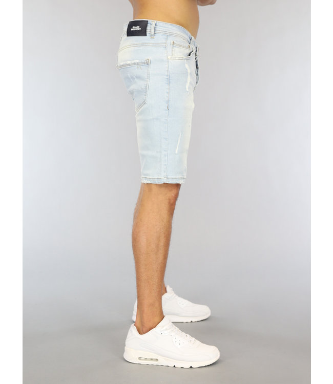 Lichtblauw Heren Jeans Short met Krassen
