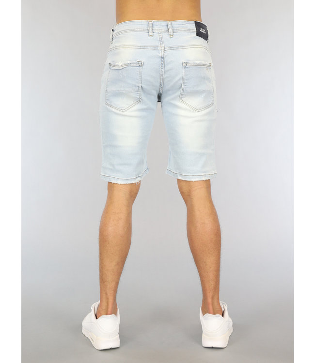 Lichtblauw Heren Jeans Short met Krassen