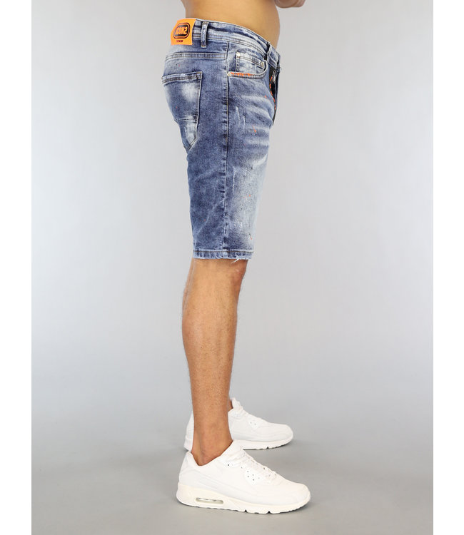 !OP=OP Old Look Heren Jeans Short met Oranje Details