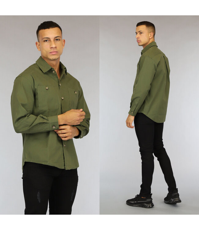 Legergroen Oversized Heren Overhemd