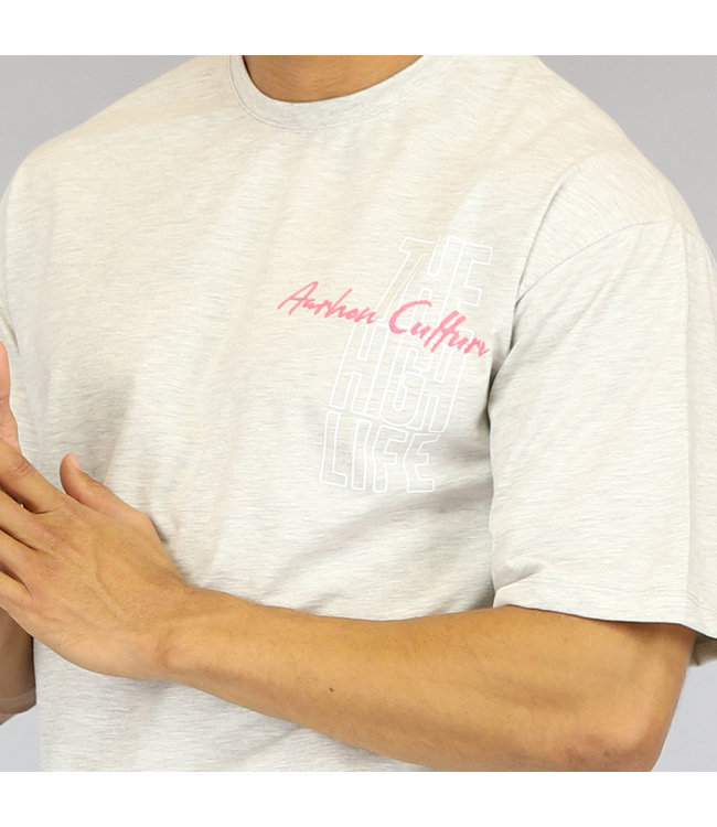 Grijs High Life Heren T-Shirt met Rug Bedrukking