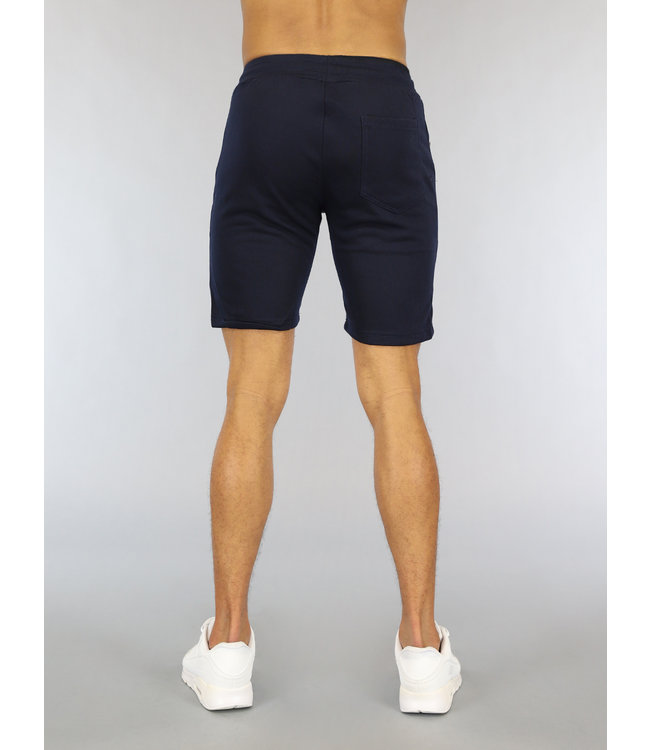 Donkerblauwe Heren Jogger Short met Zilveren Ritsen