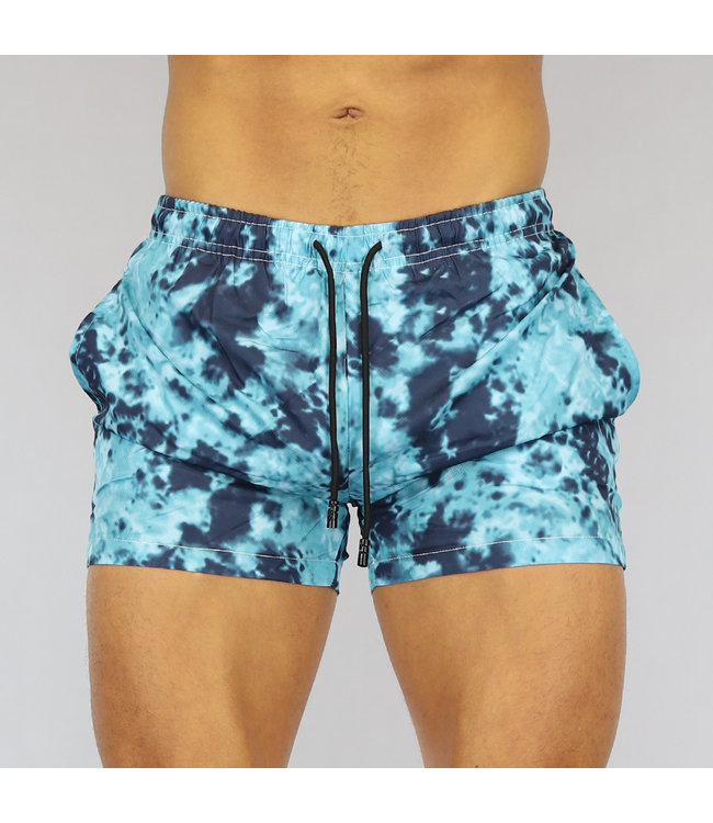 Blauwe Tie Dye Heren Swim Short