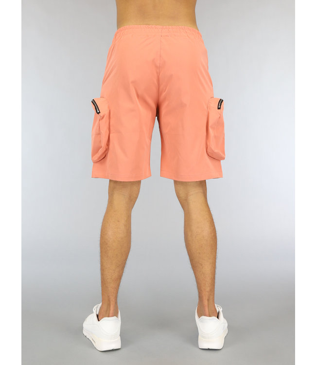 !SALE50 Coral Heren Cargo Short met Grote Zakken