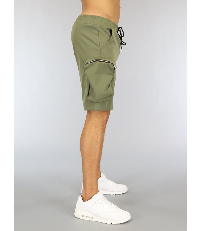 !SALE50 Donkergroen Heren Cargo Short met Grote Zakken