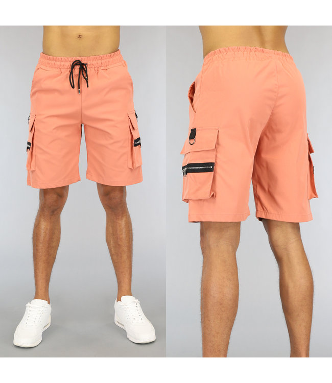 !SALE50 Coral Heren Baggy Cargo Short met Zakken